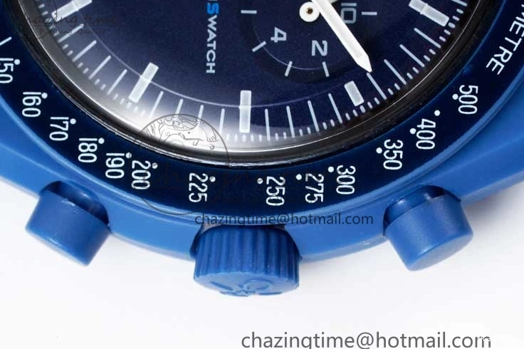 0211 ZipUp Speedmaster Misson To Neptune 1:1 Best Edition Blue Dial On Nylon Strap Quartz 7854